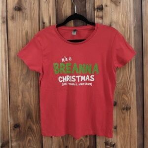 Red Breanna Christmas Graphic Short Sleeve Tee